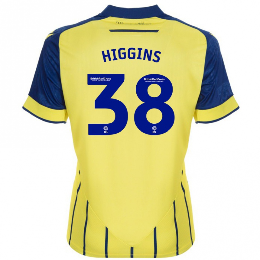 Hombre Fútbol Camiseta Akeel Higgins #38 Amarillo Azul 2ª Equipación 2024/25 México