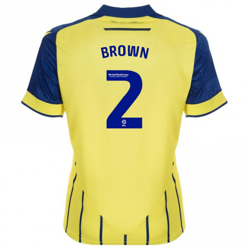 Hombre Fútbol Camiseta Ashlee Brown #2 Amarillo Azul 2ª Equipación 2024/25 México