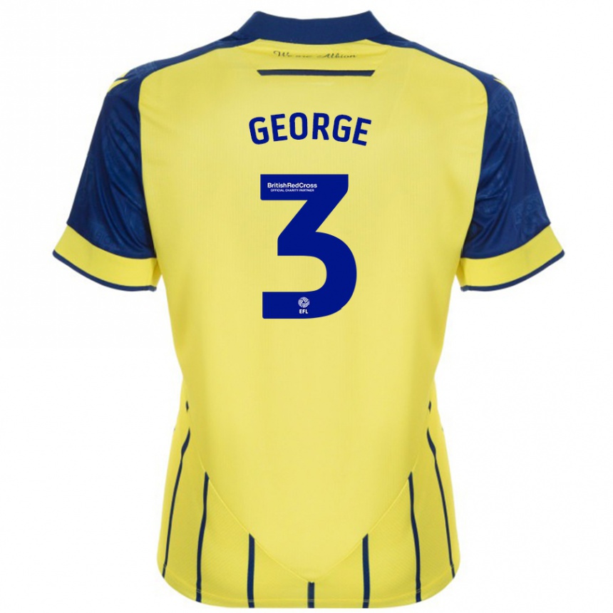 Hombre Fútbol Camiseta Hannah George #3 Amarillo Azul 2ª Equipación 2024/25 México