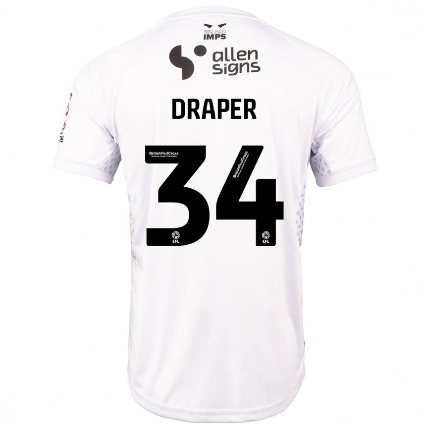 Hombre Fútbol Camiseta Freddie Draper #34 Rojo Blanco 2ª Equipación 2024/25 México