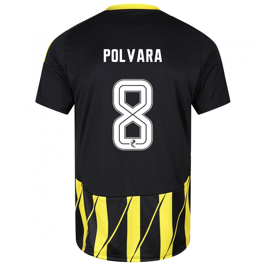 Hombre Fútbol Camiseta Dante Polvara #8 Negro Amarillo 2ª Equipación 2024/25 México