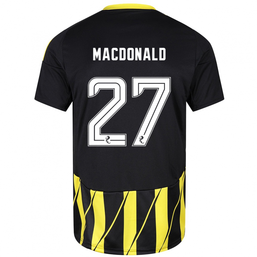 Hombre Fútbol Camiseta Angus Macdonald #27 Negro Amarillo 2ª Equipación 2024/25 México