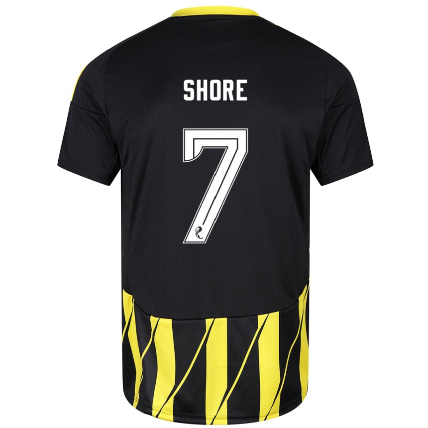 Hombre Fútbol Camiseta Eilidh Shore #7 Negro Amarillo 2ª Equipación 2024/25 México