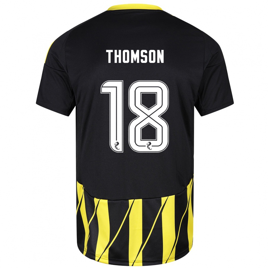 Hombre Fútbol Camiseta Eva Thomson #18 Negro Amarillo 2ª Equipación 2024/25 México