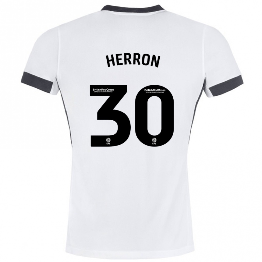 Hombre Fútbol Camiseta Neve Herron #30 Blanco Negro 2ª Equipación 2024/25 México