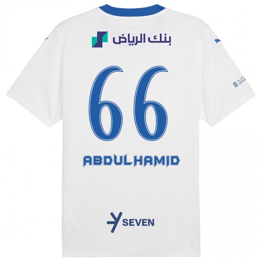 Hombre Fútbol Camiseta Saud Abdulhamid #66 Blanco Azul 2ª Equipación 2024/25 México