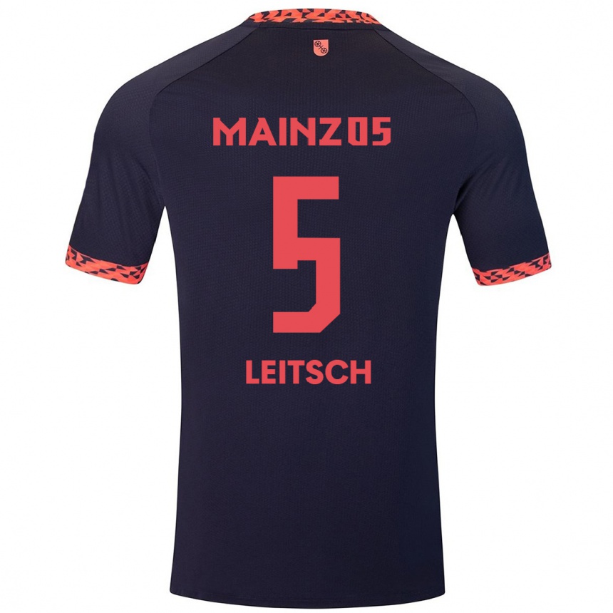 Hombre Fútbol Camiseta Maxim Leitsch #5 Azul Coral Rojo 2ª Equipación 2024/25 México