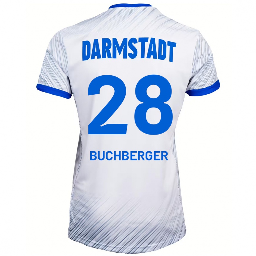 Hombre Fútbol Camiseta Jonas Buchberger #28 Blanco Azul 2ª Equipación 2024/25 México