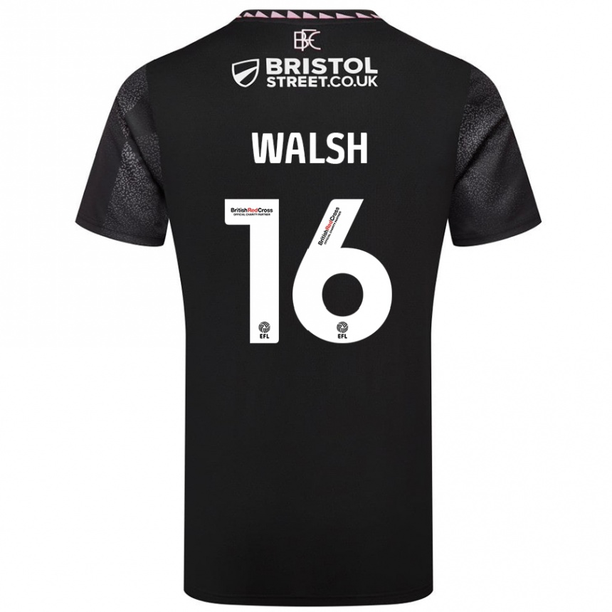 Hombre Fútbol Camiseta Lucy Walsh #16 Negro 2ª Equipación 2024/25 México