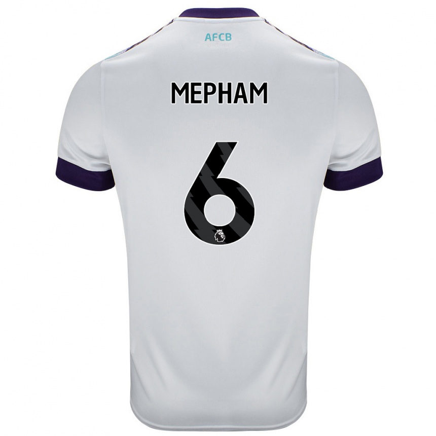 Hombre Fútbol Camiseta Chris Mepham #6 Blanco Verde Púrpura 2ª Equipación 2024/25 México