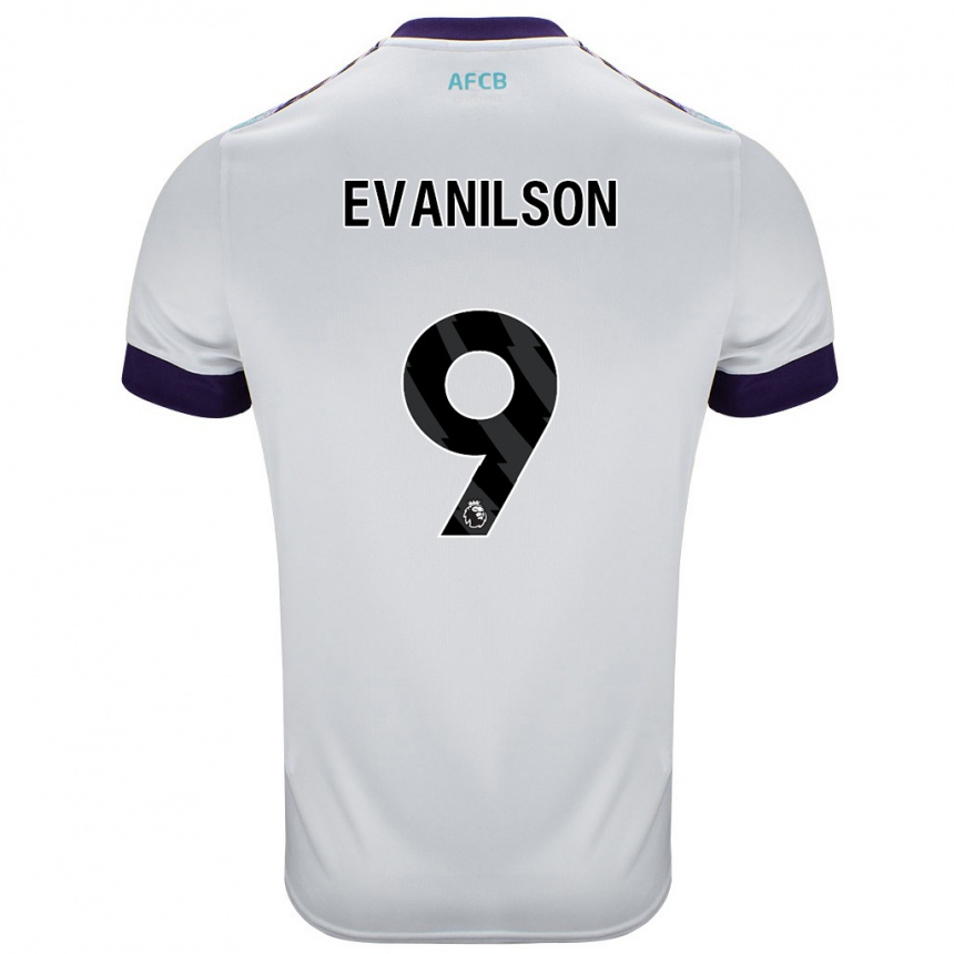 Hombre Fútbol Camiseta Evanilson #9 Blanco Verde Púrpura 2ª Equipación 2024/25 México