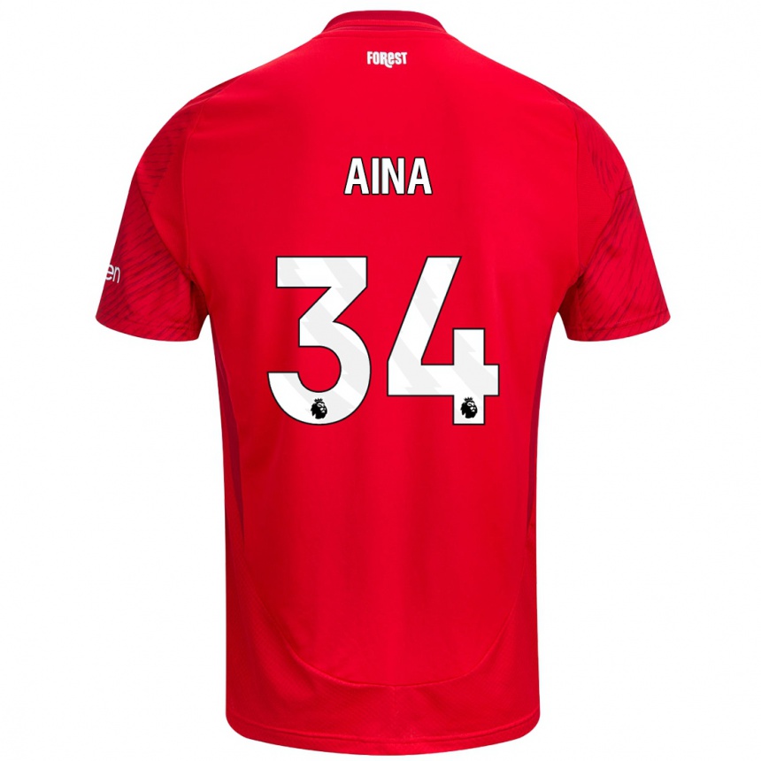 Mujer Fútbol Camiseta Ola Aina #34 Rojo Blanco 1ª Equipación 2024/25 México