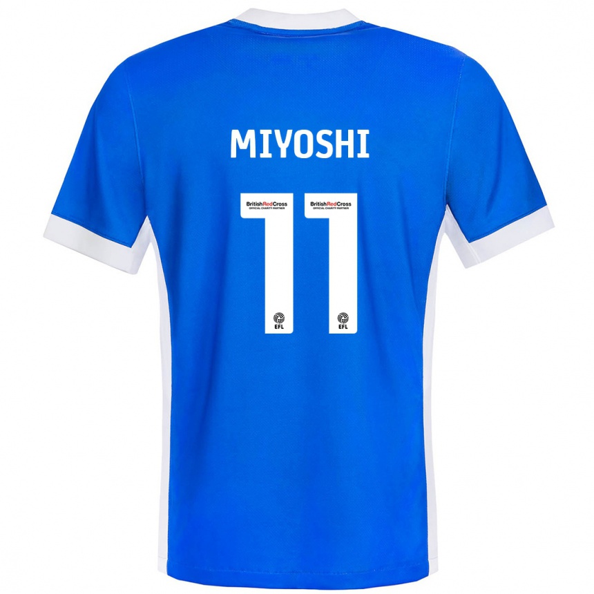 Mujer Fútbol Camiseta Koji Miyoshi #11 Azul Blanco 1ª Equipación 2024/25 México