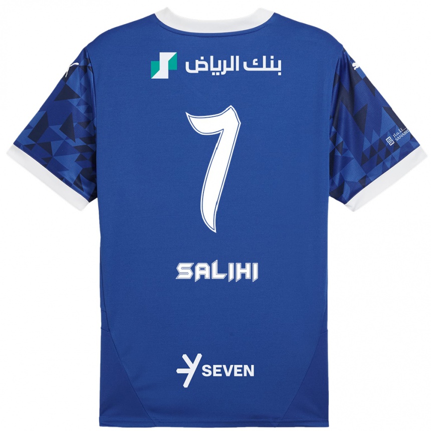 Mujer Fútbol Camiseta Shokhan Salihi #7 Azul Oscuro Blanco 1ª Equipación 2024/25 México