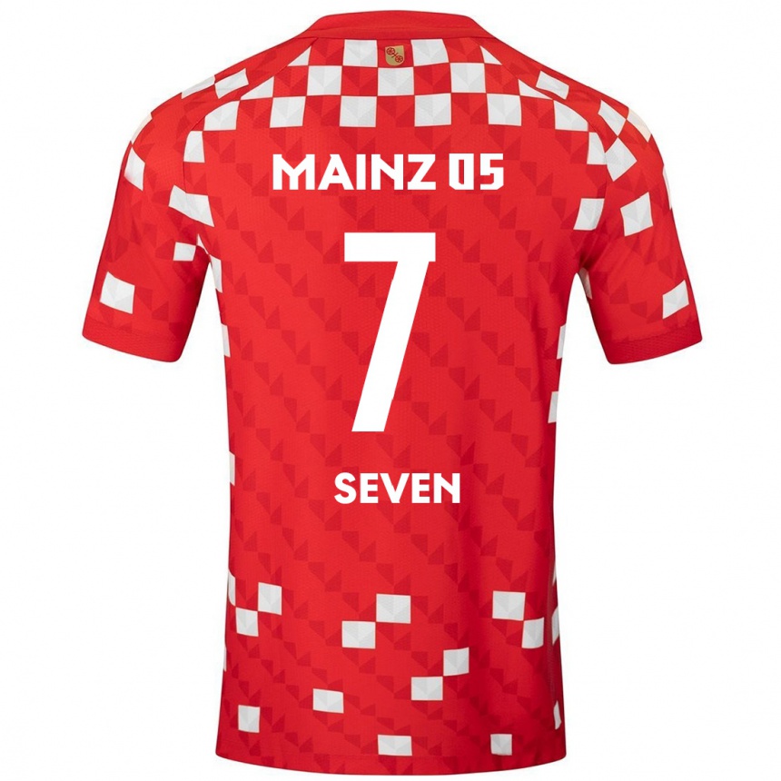 Mujer Fútbol Camiseta Justin Seven #7 Blanco Rojo 1ª Equipación 2024/25 México