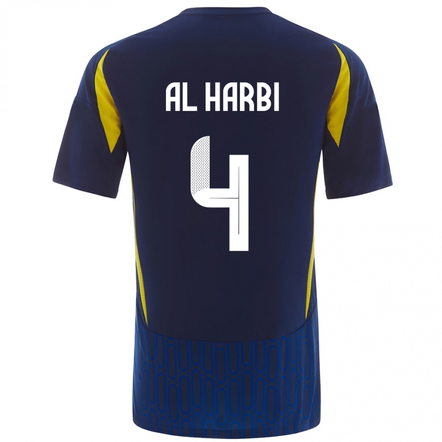 Mujer Fútbol Camiseta Fay Al-Harbi #4 Azul Amarillo 2ª Equipación 2024/25 México