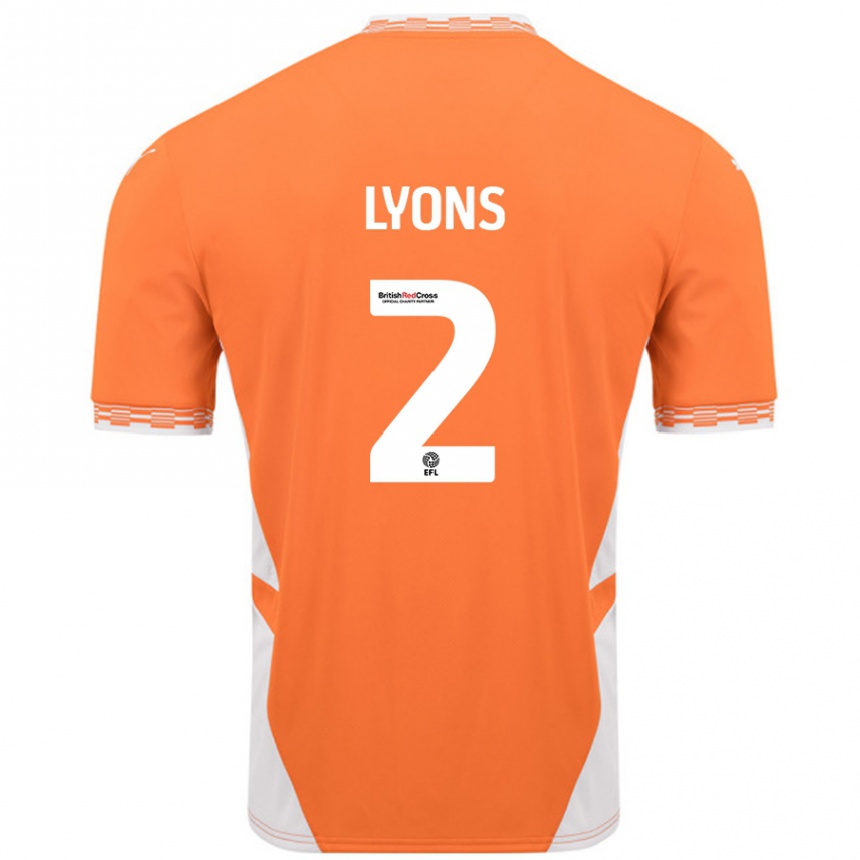 Niño Fútbol Camiseta Andy Lyons #2 Naranja Blanco 1ª Equipación 2024/25 México