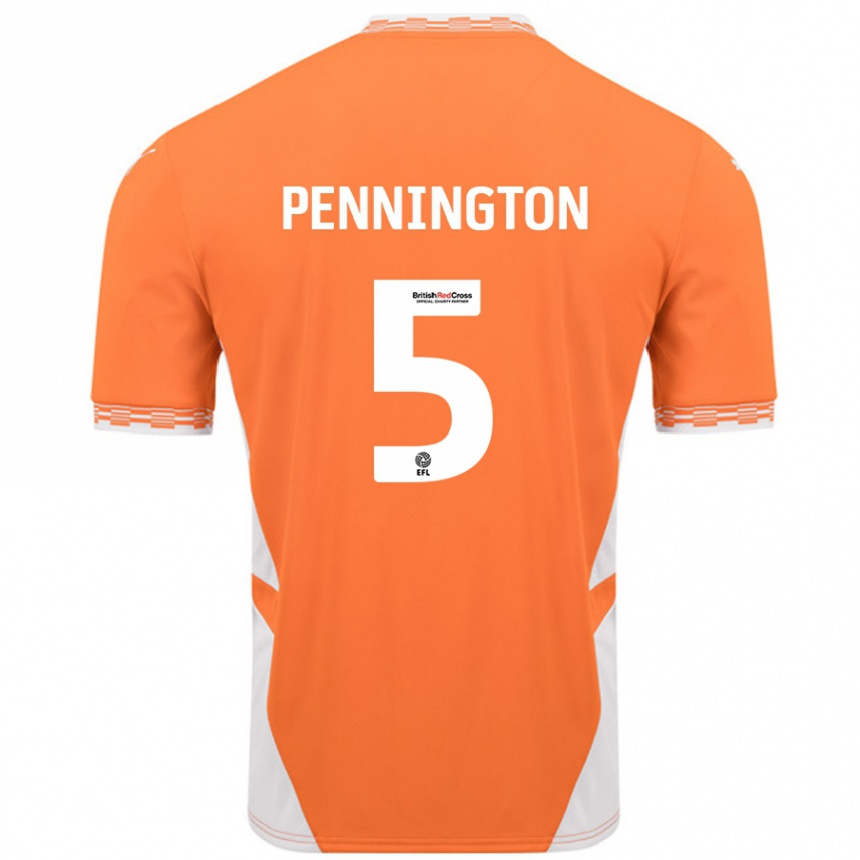 Niño Fútbol Camiseta Matthew Pennington #5 Naranja Blanco 1ª Equipación 2024/25 México