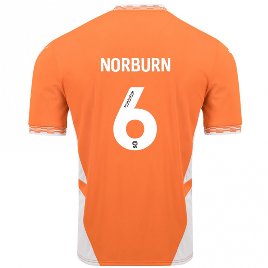 Niño Fútbol Camiseta Oliver Norburn #6 Naranja Blanco 1ª Equipación 2024/25 México