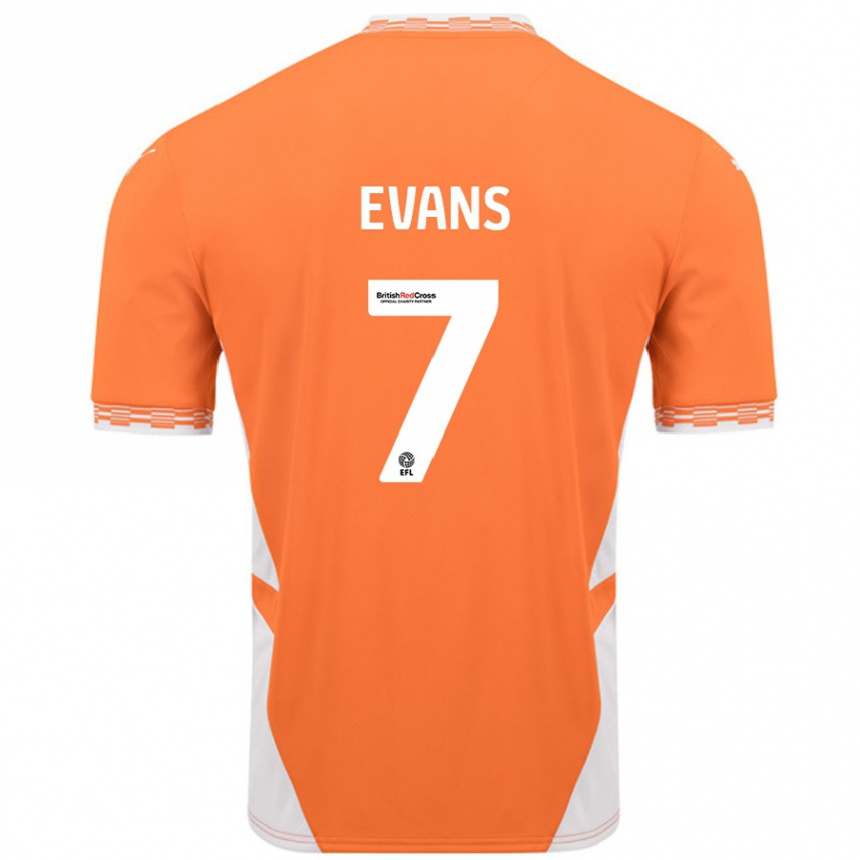 Niño Fútbol Camiseta Lee Evans #7 Naranja Blanco 1ª Equipación 2024/25 México