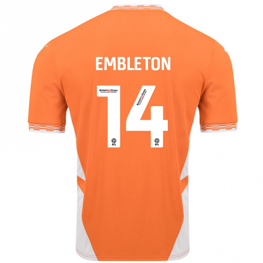 Niño Fútbol Camiseta Elliot Embleton #14 Naranja Blanco 1ª Equipación 2024/25 México