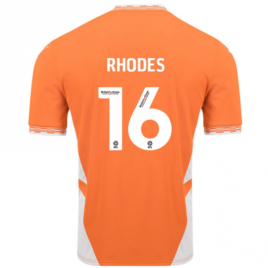 Niño Fútbol Camiseta Jordan Rhodes #16 Naranja Blanco 1ª Equipación 2024/25 México