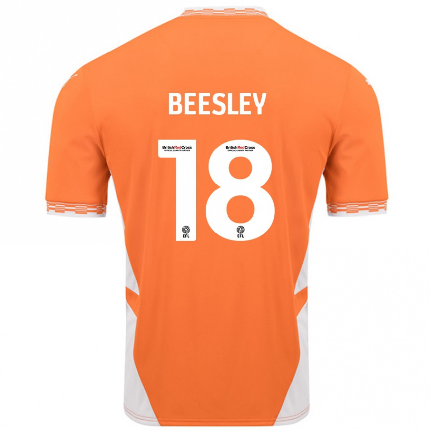 Niño Fútbol Camiseta Jake Beesley #18 Naranja Blanco 1ª Equipación 2024/25 México