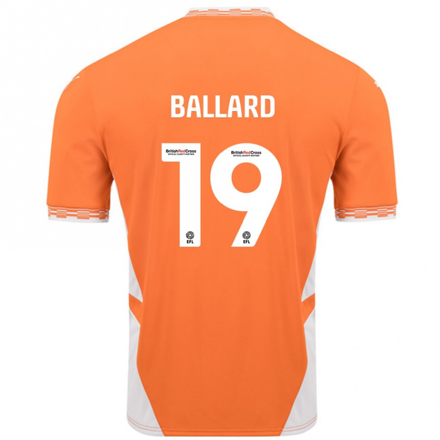 Niño Fútbol Camiseta Dom Ballard #19 Naranja Blanco 1ª Equipación 2024/25 México