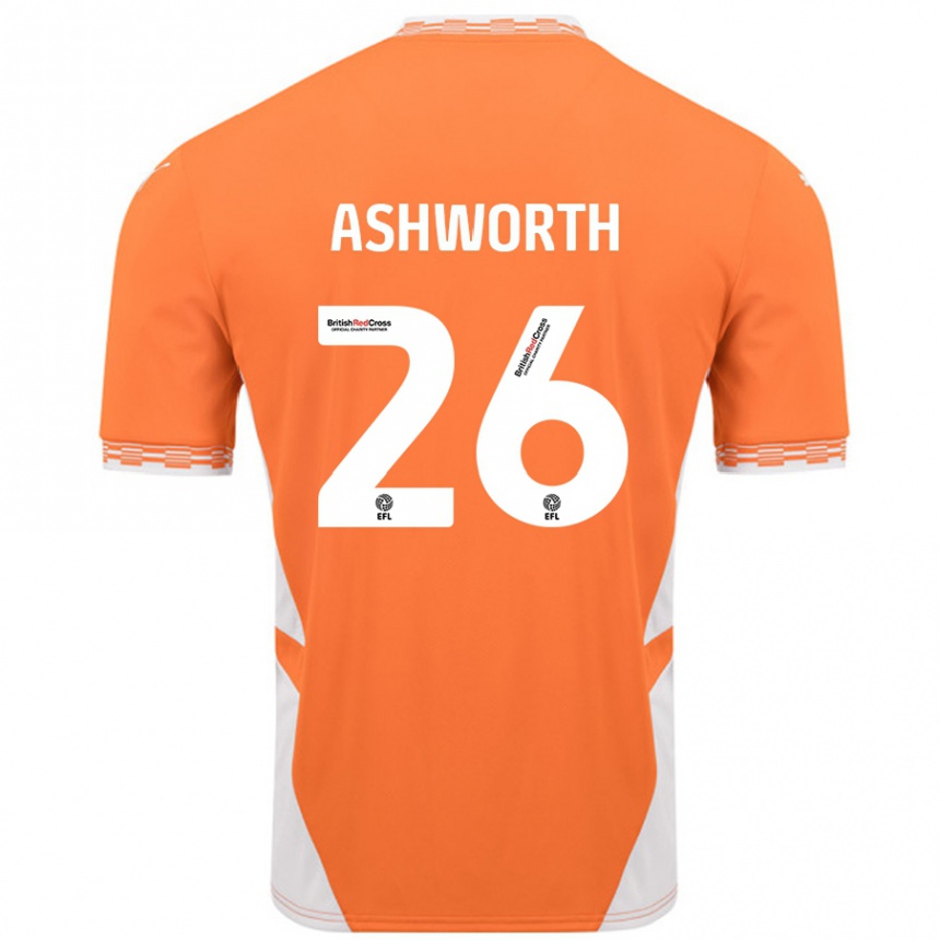 Niño Fútbol Camiseta Zac Ashworth #26 Naranja Blanco 1ª Equipación 2024/25 México