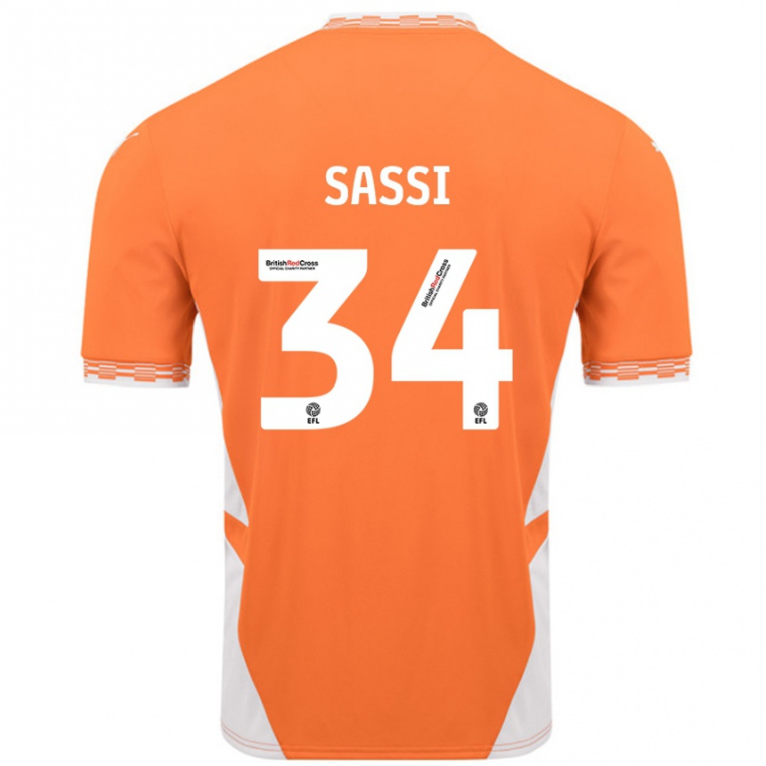 Niño Fútbol Camiseta Dan Sassi #34 Naranja Blanco 1ª Equipación 2024/25 México