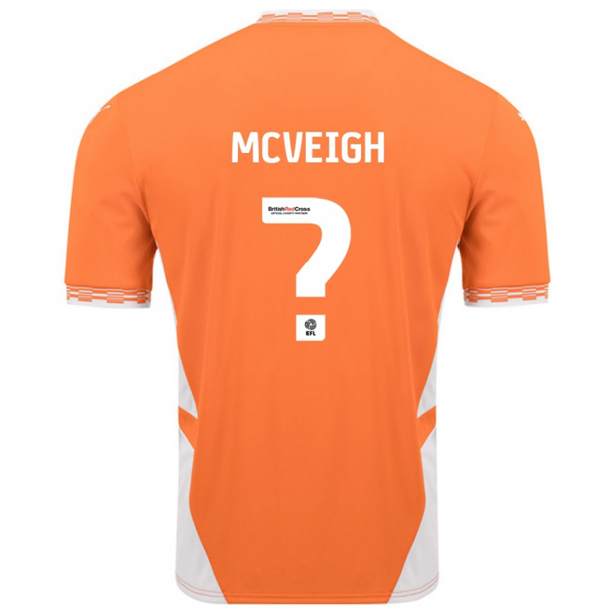 Niño Fútbol Camiseta Conor Mcveigh #0 Naranja Blanco 1ª Equipación 2024/25 México