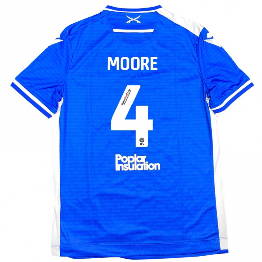 Niño Fútbol Camiseta Taylor Moore #4 Azul Blanco 1ª Equipación 2024/25 México