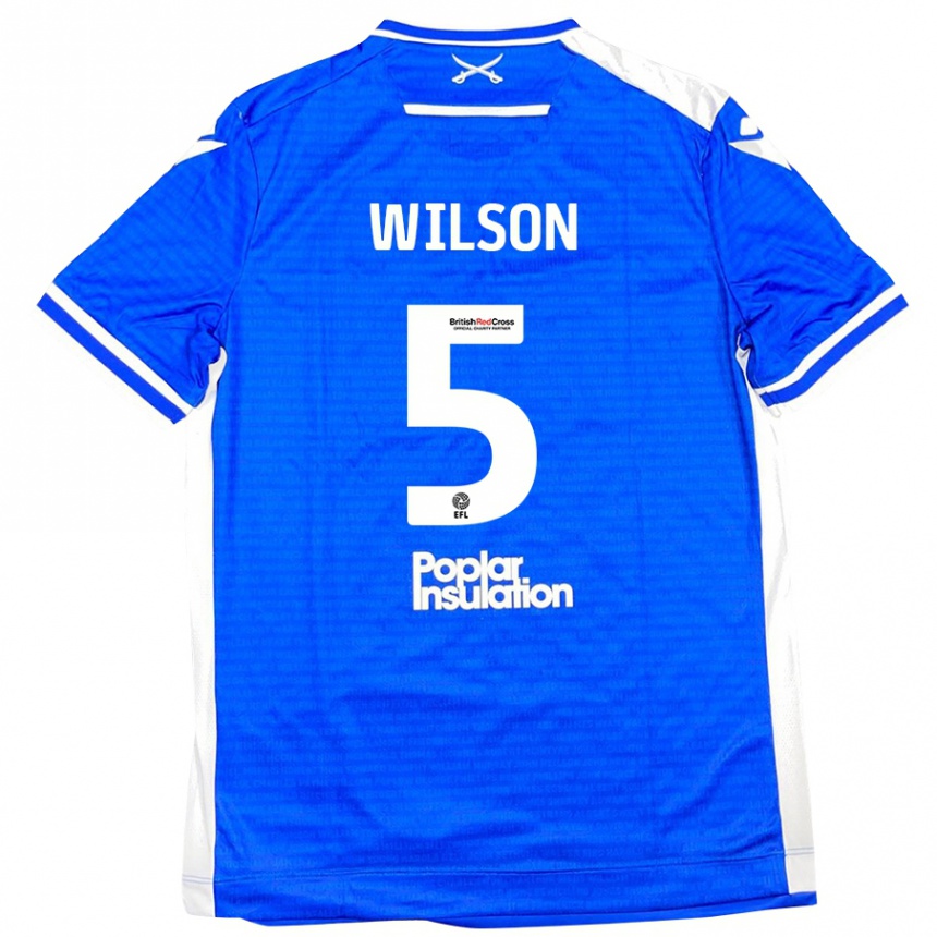 Niño Fútbol Camiseta James Wilson #5 Azul Blanco 1ª Equipación 2024/25 México