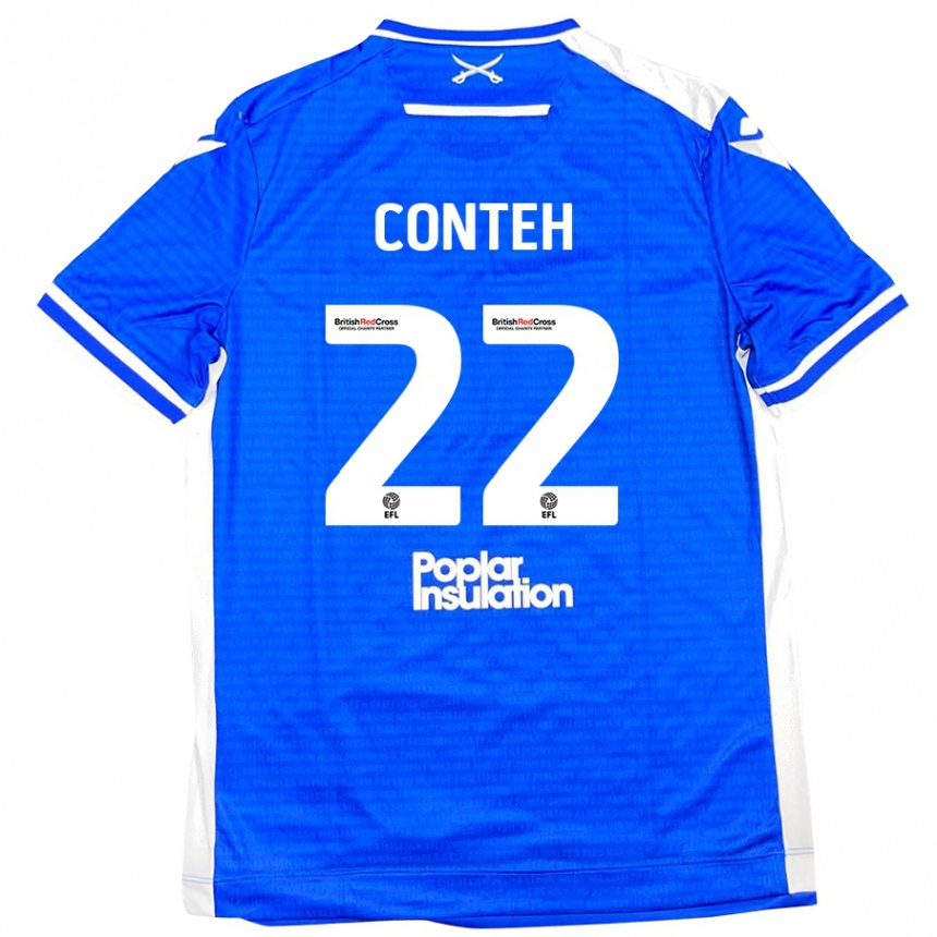 Niño Fútbol Camiseta Kamil Conteh #22 Azul Blanco 1ª Equipación 2024/25 México