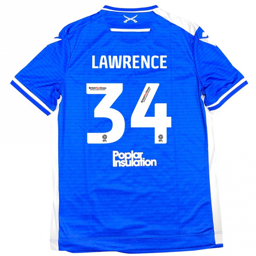 Niño Fútbol Camiseta Jerry Lawrence #34 Azul Blanco 1ª Equipación 2024/25 México