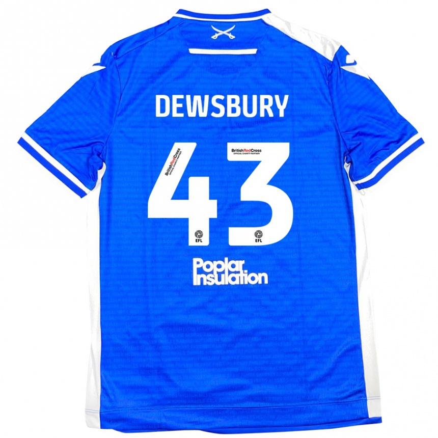 Niño Fútbol Camiseta Ollie Dewsbury #43 Azul Blanco 1ª Equipación 2024/25 México