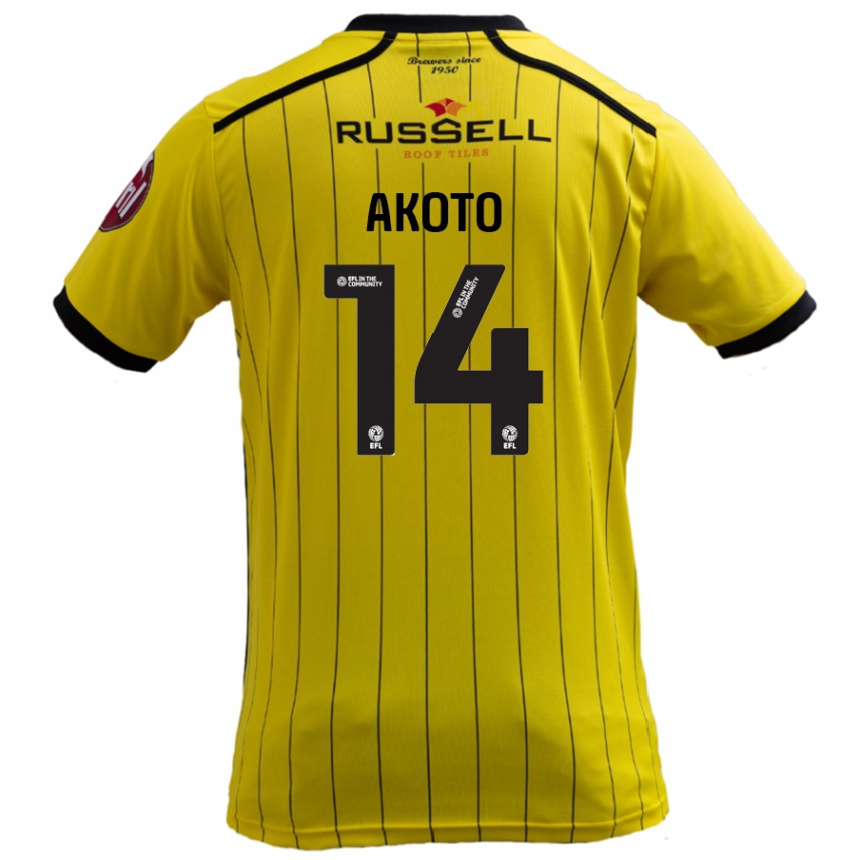 Niño Fútbol Camiseta Nick Akoto #14 Amarillo 1ª Equipación 2024/25 México