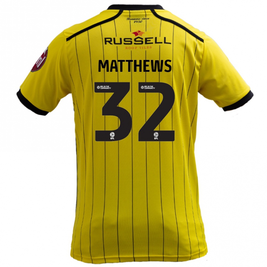 Niño Fútbol Camiseta Daniel Matthews #32 Amarillo 1ª Equipación 2024/25 México