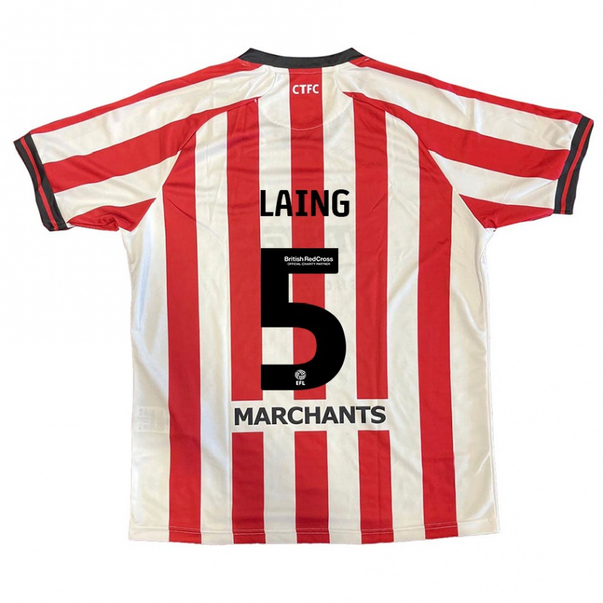 Niño Fútbol Camiseta Levi Laing #5 Rojo Blanco 1ª Equipación 2024/25 México