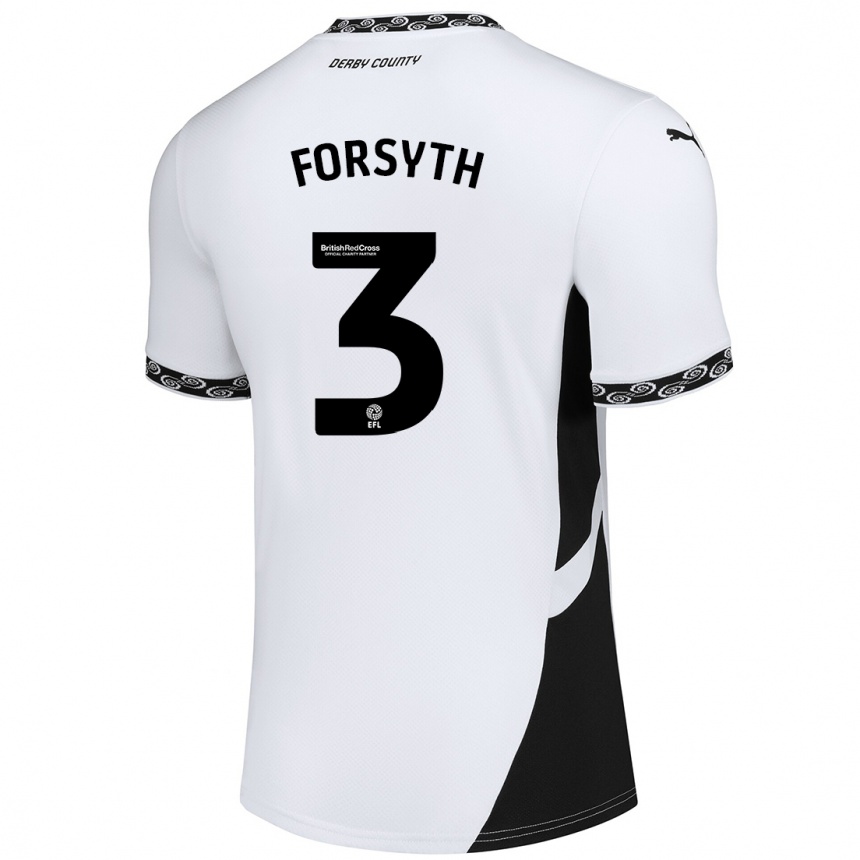 Niño Fútbol Camiseta Craig Forsyth #3 Blanco Negro 1ª Equipación 2024/25 México