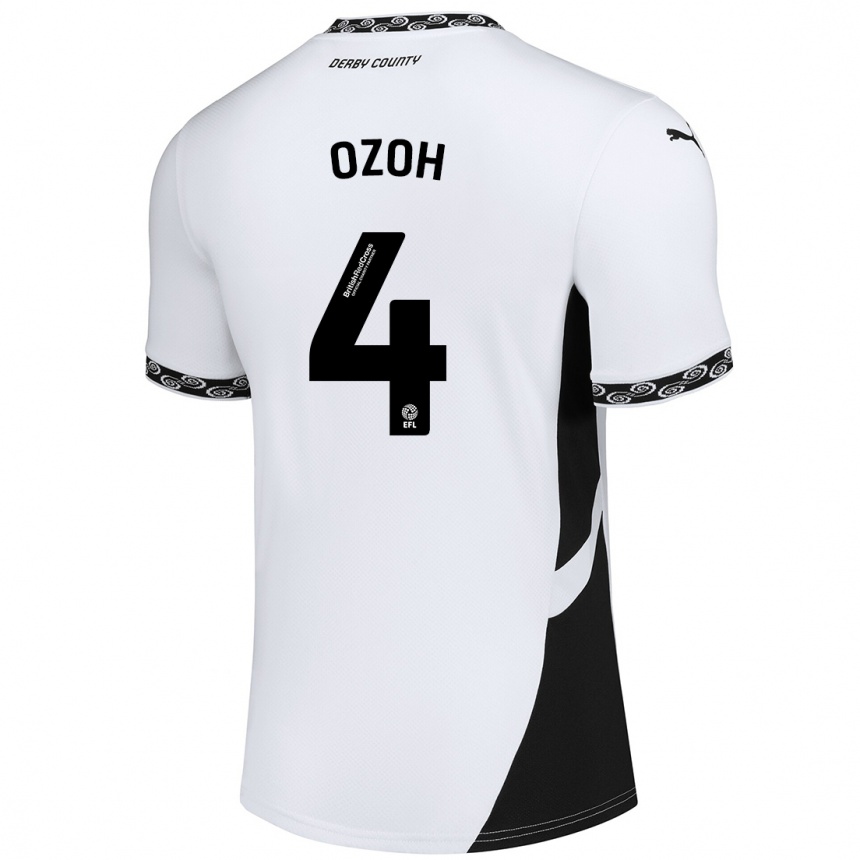 Niño Fútbol Camiseta David Ozoh #4 Blanco Negro 1ª Equipación 2024/25 México