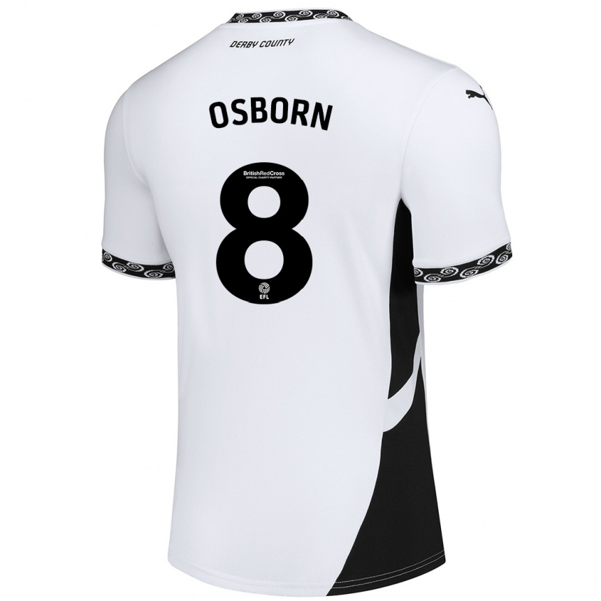 Niño Fútbol Camiseta Ben Osborn #8 Blanco Negro 1ª Equipación 2024/25 México