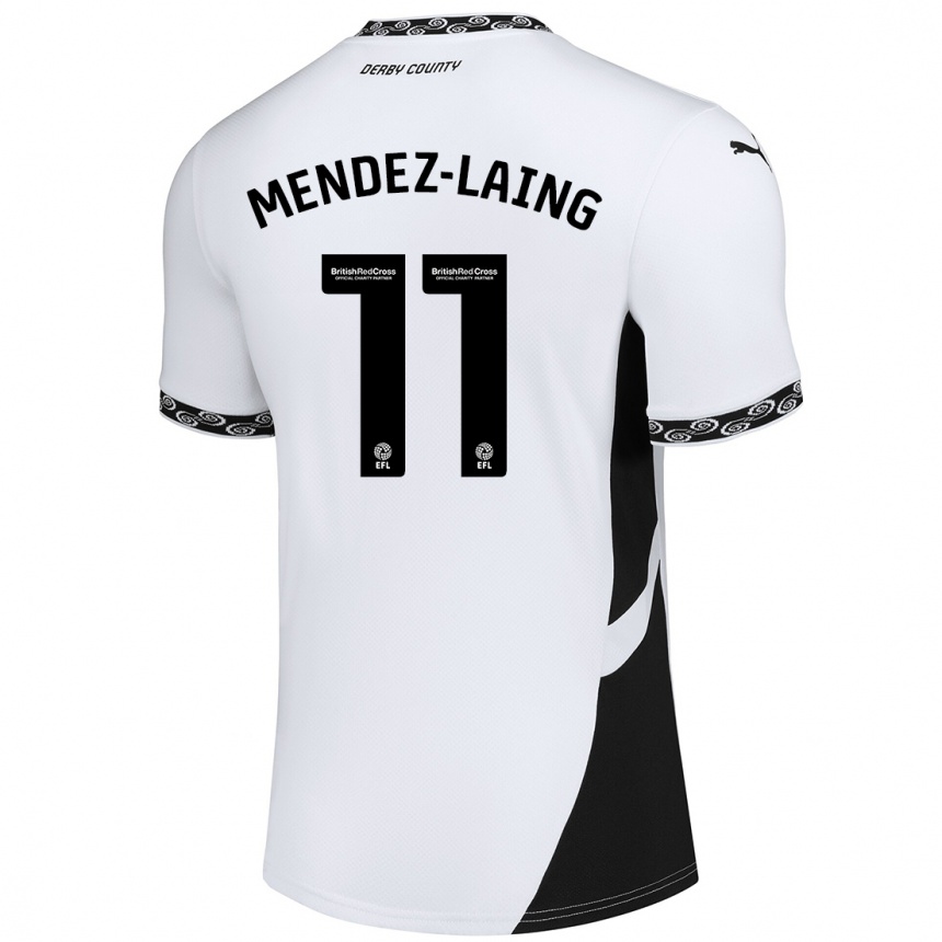 Niño Fútbol Camiseta Nathaniel Méndez-Laing #11 Blanco Negro 1ª Equipación 2024/25 México