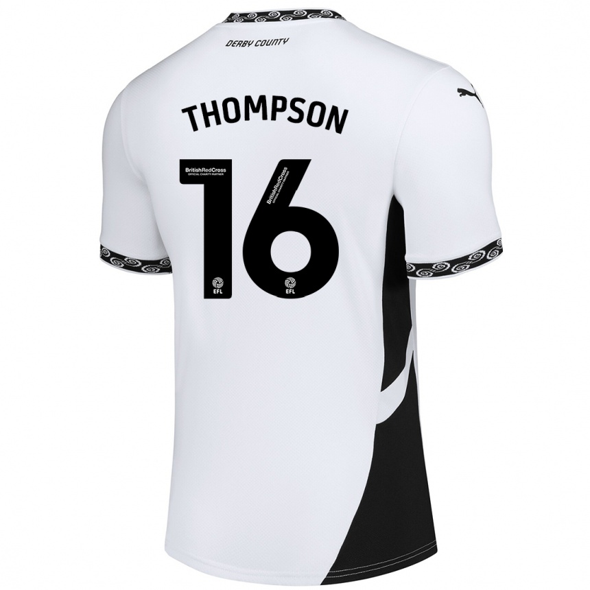 Niño Fútbol Camiseta Liam Thompson #16 Blanco Negro 1ª Equipación 2024/25 México