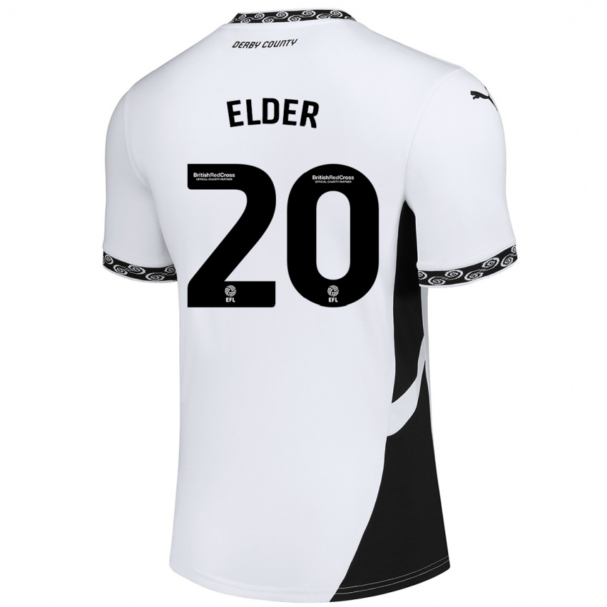 Niño Fútbol Camiseta Callum Elder #20 Blanco Negro 1ª Equipación 2024/25 México