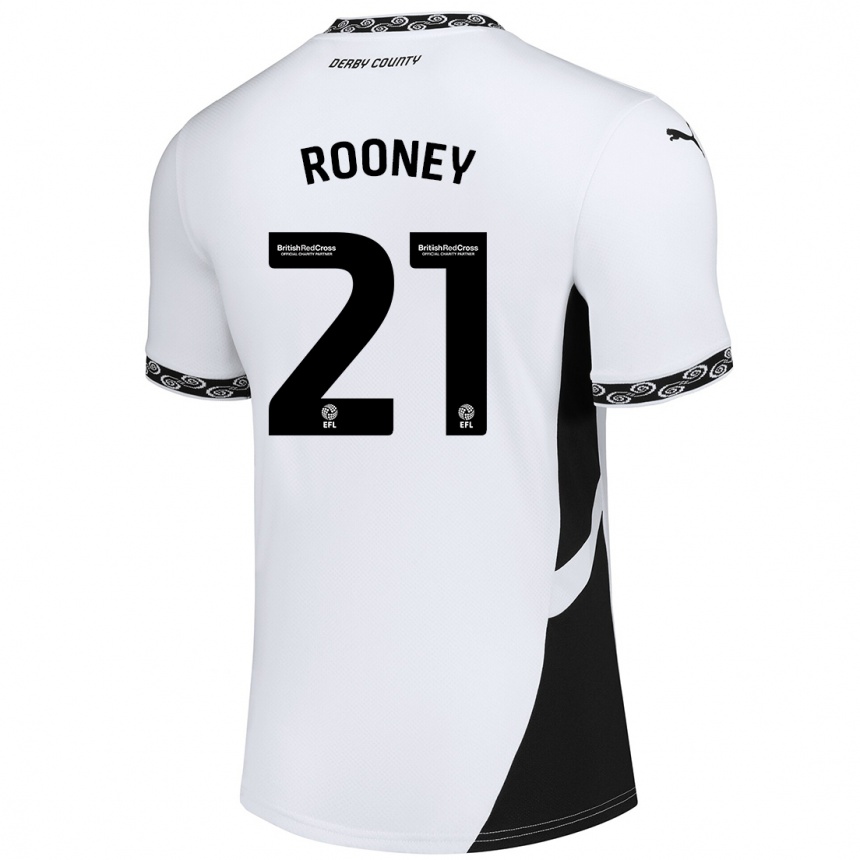 Niño Fútbol Camiseta Jake Rooney #21 Blanco Negro 1ª Equipación 2024/25 México