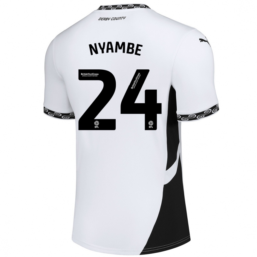 Niño Fútbol Camiseta Ryan Nyambe #24 Blanco Negro 1ª Equipación 2024/25 México