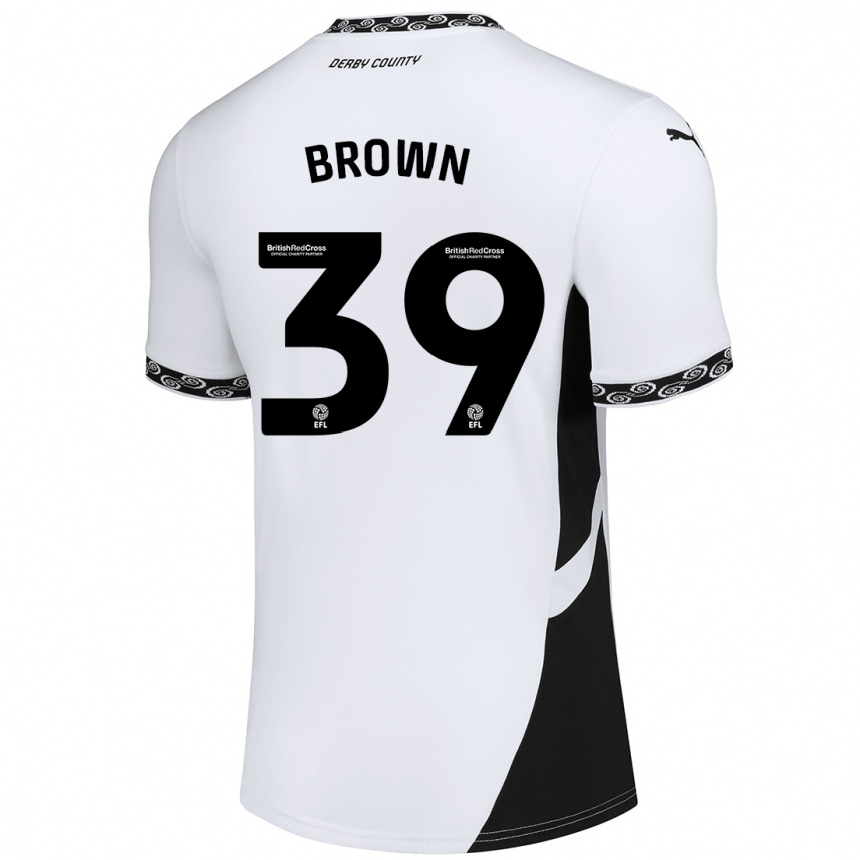 Niño Fútbol Camiseta Dajaune Brown #39 Blanco Negro 1ª Equipación 2024/25 México