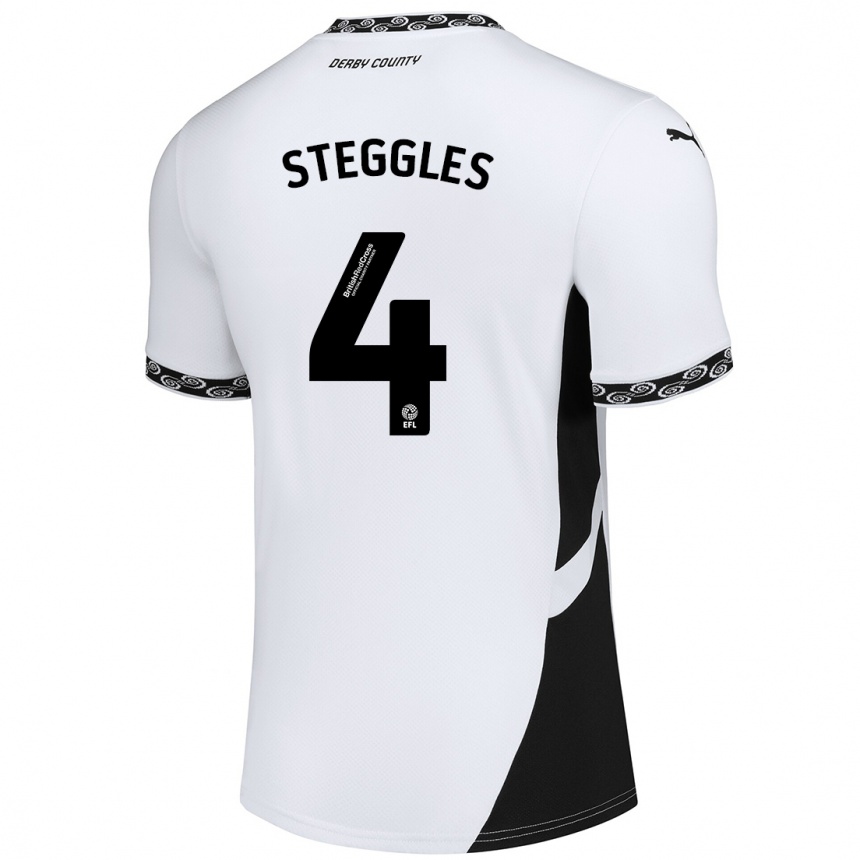 Niño Fútbol Camiseta Charlotte Steggles #4 Blanco Negro 1ª Equipación 2024/25 México