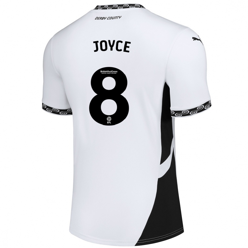 Niño Fútbol Camiseta Emily Joyce #8 Blanco Negro 1ª Equipación 2024/25 México